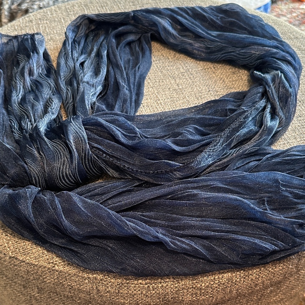 Elegant Navy Blue Scarf 72" Long x 30" Wide Pre-Loved, Minor Signs of Wear